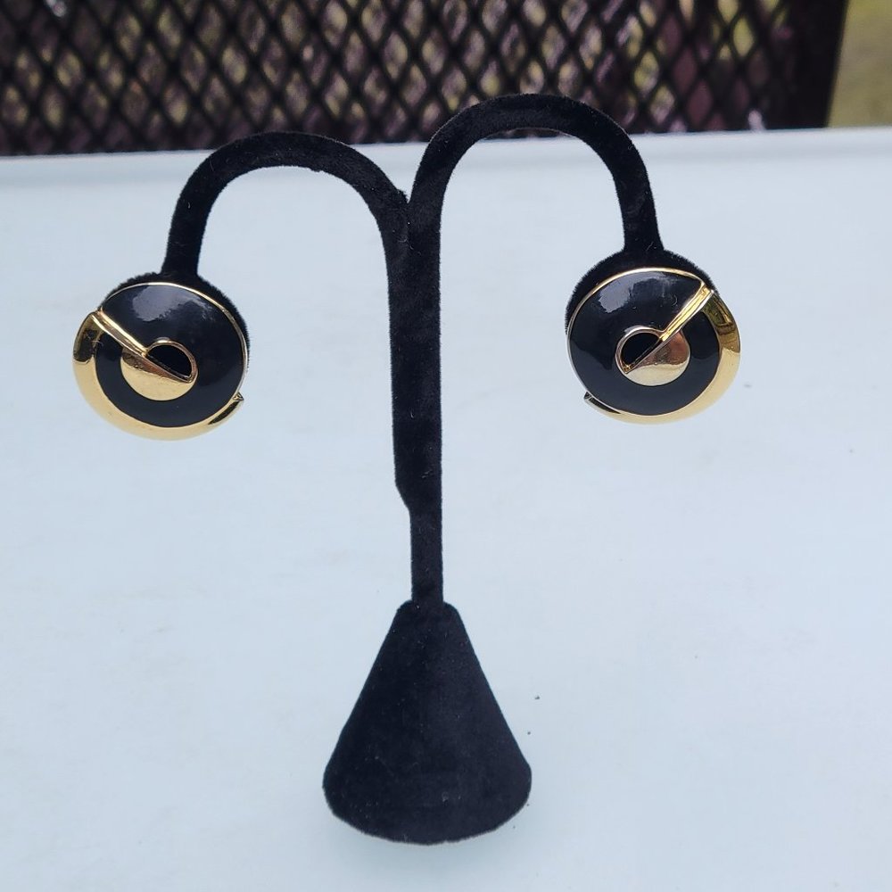 Vintage Orena Paris Geometric Gold Tone Clip-on Earrings